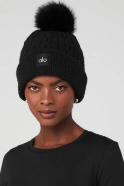 Cable Knit Beanie - Black 7 Cable Knit Beanie - Black -Style Avenue A0405U 01 b1 a1 m100