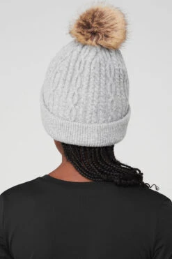 Cable Knit Beanie - Athletic Heather Grey -Style Avenue A0405U 02910 b1 a3 m100