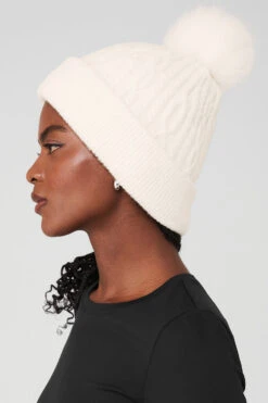 Cable Knit Beanie - Ivory -Style Avenue A0405U 03299 b1 a2 m100