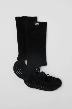 Women's Strappy Siren Grip Sock - Black -Style Avenue A0411W 01 b1 a1