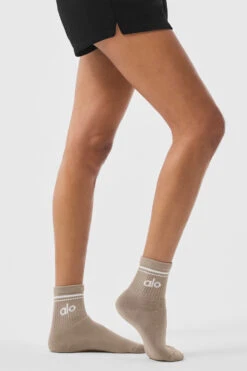 Unisex Half-Crew Throwback Sock - Gravel/White -Style Avenue A0480U 02577 b1 a2 m18