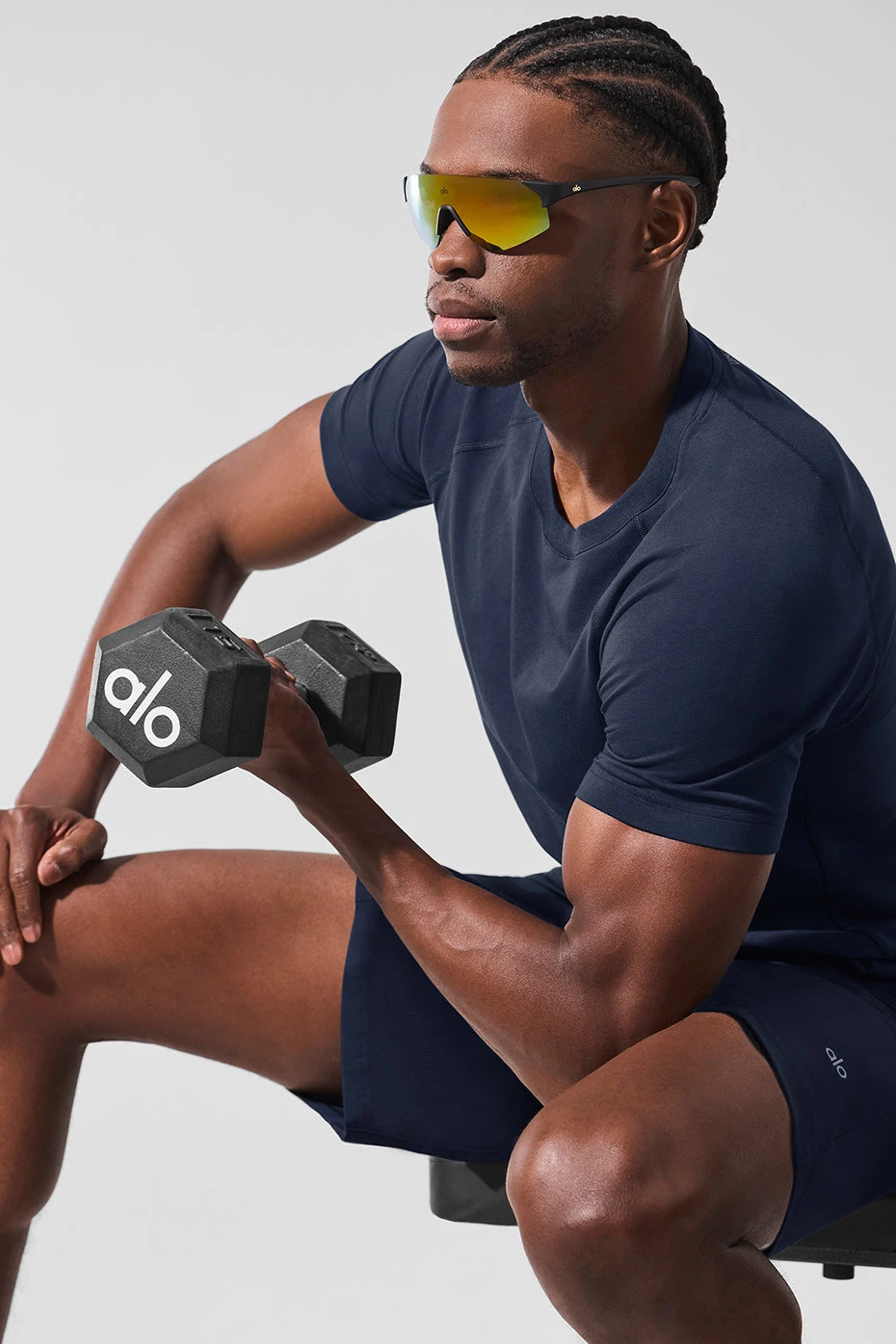 Alo Vapor Crewneck Short Sleeve - Navy 6 Alo Vapor Crewneck Short Sleeve - Navy - Image 4