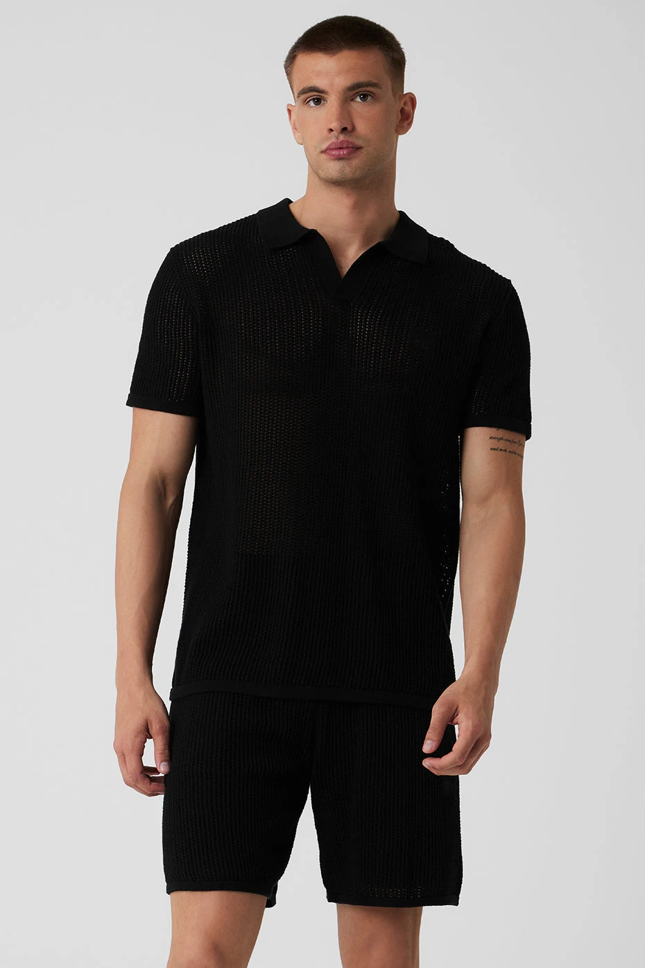 Open-Knit Polo - Black 3 Open-Knit Polo - Black