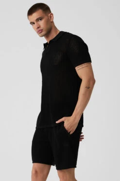 Open-Knit Polo - Black 7 Open-Knit Polo - Black -Style Avenue M1229R 01 b1 s3 a2 1 m108