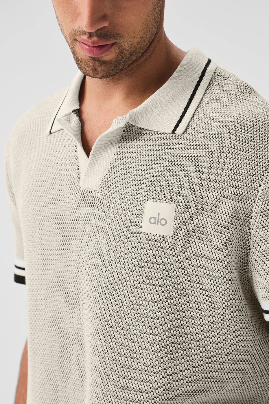 Sports Club Sweater Knit Polo - Bone 3 Sports Club Sweater Knit Polo - Bone - Image 2