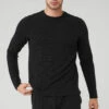 Micro Waffle Fast Break Long Sleeve Tee - Black -Style Avenue M3200R 01 b1 s3 a1 1 m108