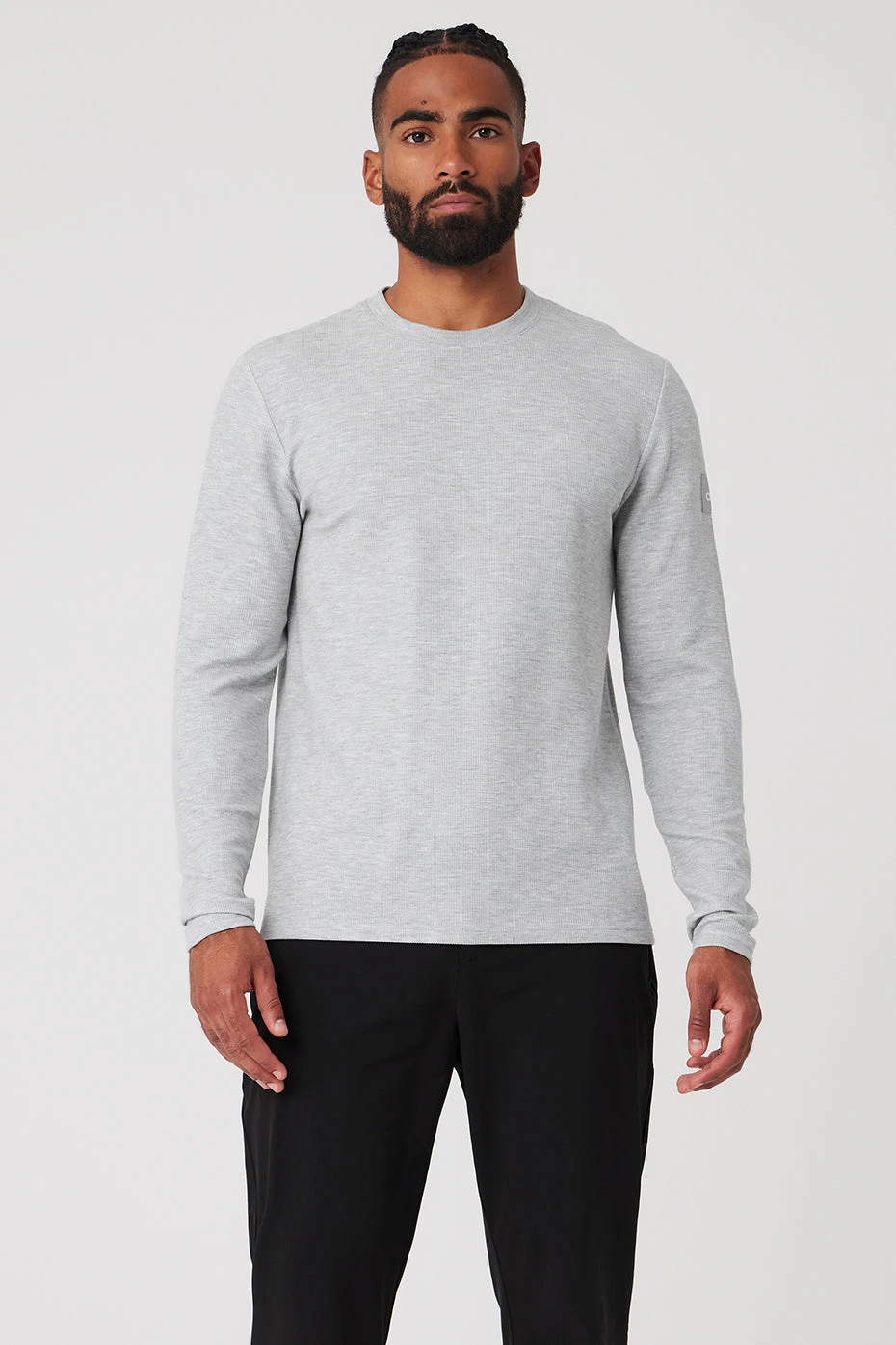Micro Waffle Fast Break Long Sleeve Tee - Athletic Heather Grey 3 Micro Waffle Fast Break Long Sleeve Tee - Athletic Heather Grey