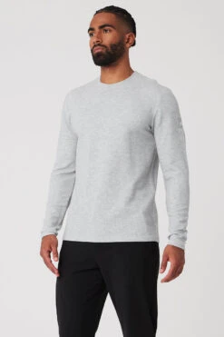 Micro Waffle Fast Break Long Sleeve Tee - Athletic Heather Grey 8 Micro Waffle Fast Break Long Sleeve Tee - Athletic Heather Grey -Style Avenue M3200R 02910 b1 s3 a2 1 m93
