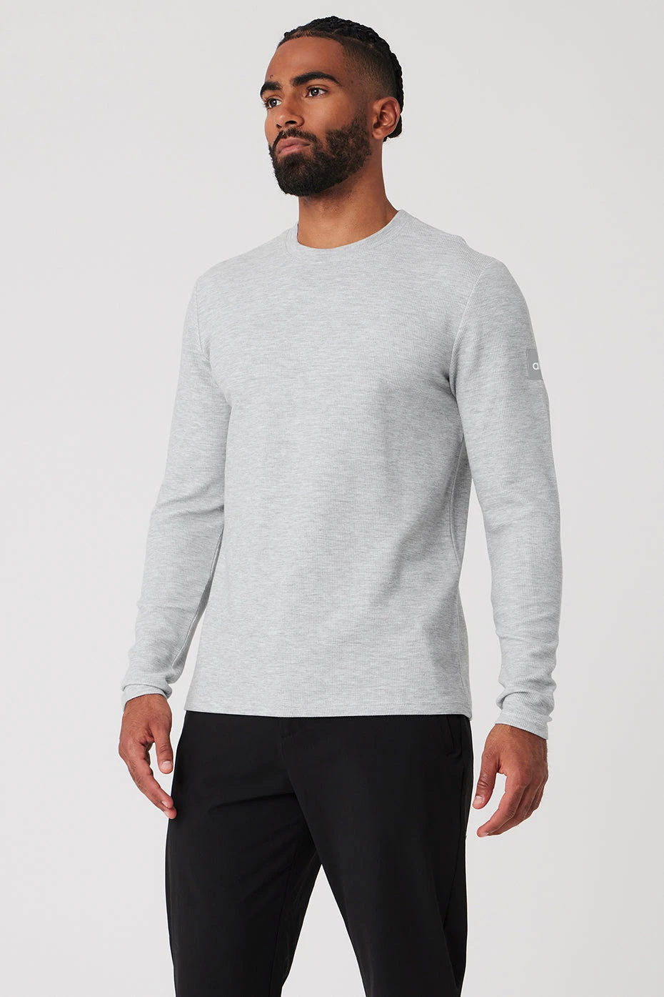 Micro Waffle Fast Break Long Sleeve Tee - Athletic Heather Grey 5 Micro Waffle Fast Break Long Sleeve Tee - Athletic Heather Grey - Image 3