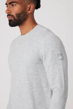 Micro Waffle Fast Break Long Sleeve Tee - Athletic Heather Grey 9 Micro Waffle Fast Break Long Sleeve Tee - Athletic Heather Grey -Style Avenue M3200R 02910 b1 s3 a4 1 m93