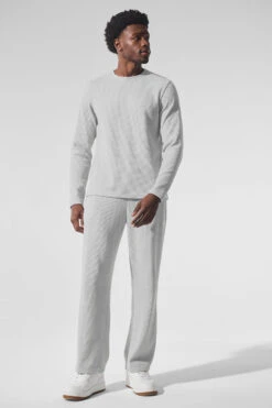 Elevate Waffle Long Sleeve Crew - Athletic Heather Grey -Style Avenue M3265R 02910 b1 s3 a3 m225