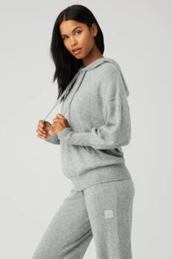 Cashmere Jet Set Hoodie - Dove Grey Heather -Style Avenue W3513R 02288 b1 s1 a2 1 m18