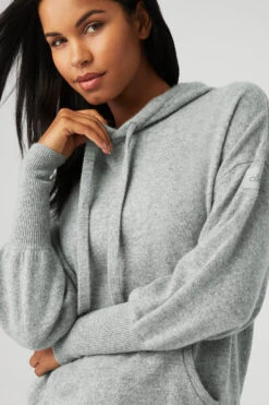 Cashmere Jet Set Hoodie - Dove Grey Heather -Style Avenue W3513R 02288 b1 s1 a4 1 m18