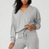 Cashmere Jet Set V-Neck Pullover - Dove Grey Heather -Style Avenue W3628R 02288 b1 s1 a1 1 m18