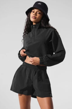 Cropped 1/4 Zip Alumni Pullover - Black -Style Avenue W3660R 01 b1 s1 a5 1 m76