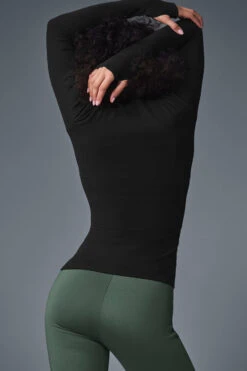 Wellness Rib Mock Neck Long Sleeve - Black 8 Wellness Rib Mock Neck Long Sleeve - Black -Style Avenue W3719R 01 b1 s1 a3 1 m206