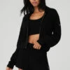 Cashmere Plush Waffle Full Zip Hoodie - Black -Style Avenue W3741R 01 b1 s1 a1 1 m18