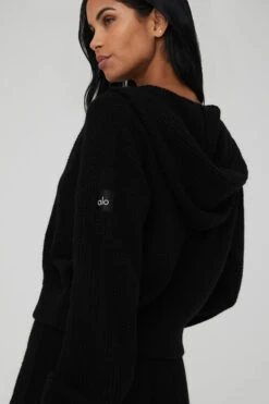 Cashmere Plush Waffle Full Zip Hoodie - Black 9 Cashmere Plush Waffle Full Zip Hoodie - Black -Style Avenue W3741R 01 b1 s1 a4 1 m18