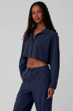 Cropped Take Me Out Button Up - Navy 8 Cropped Take Me Out Button Up - Navy -Style Avenue W3747R 03842 b1 s1 a2 1 m76