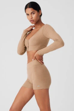 Alolux Cropped Me Time Cardigan - Toasted Almond -Style Avenue W3775R 05131 b1 s1 a2 1 m18