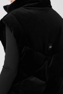 Ribbed Velour Mountain Side Puffer Vest - Black -Style Avenue W4467R 01 b1 s1 a4 1 m89