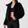 Ribbed Velour Gold Rush Puffer - Black -Style Avenue W4497R 01 b1 s1 a1 1 m89