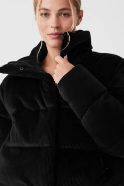 Ribbed Velour Gold Rush Puffer - Black -Style Avenue W4497R 01 b1 s1 a4 1 m89