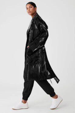 Metallic Break Line Trench - Black Metallic -Style Avenue W4524R 02690 b1 s1 a2 1 m18