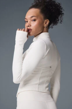 Airbrush Corset Full Zip Jacket - Ivory -Style Avenue W4529R 03299 b1 s1 a4 1 m206