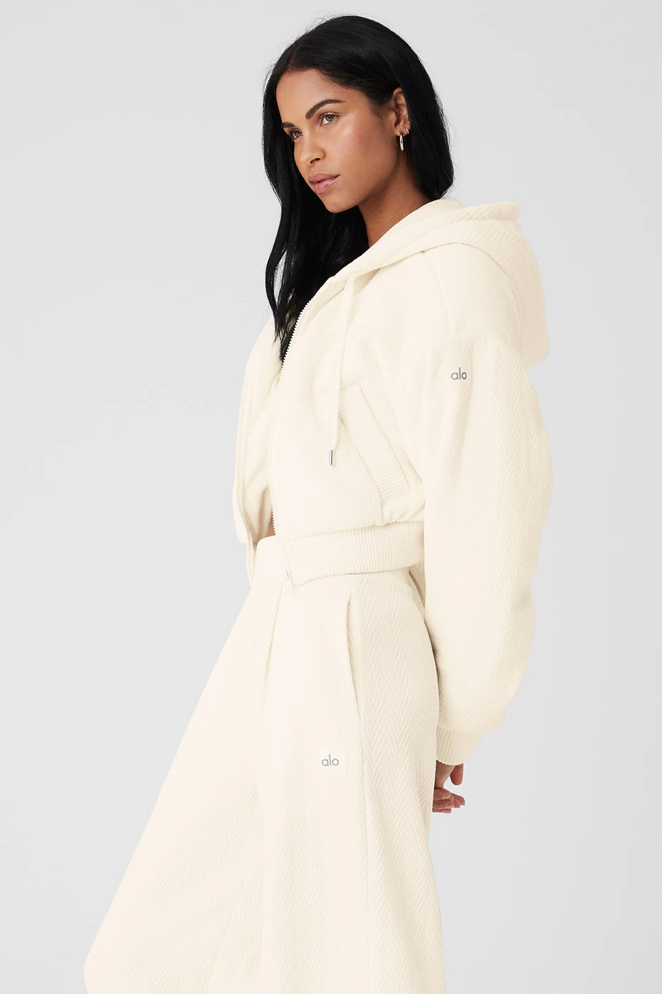 Cropped Cozy Day Full Zip Jacket - Ivory 5 Cropped Cozy Day Full Zip Jacket - Ivory - Image 3