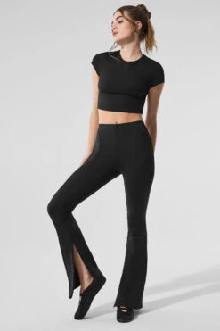 High-Waist Zip It Flare Legging - Black -Style Avenue W51030R 01 b1 s1 a5 1 m224