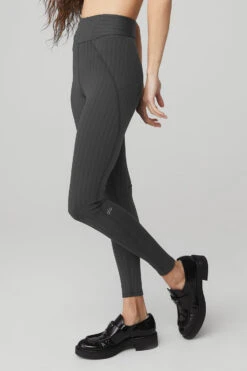 Pinstripe Jacquard Extreme High-Waist Legging - Anthracite/Black 9 Pinstripe Jacquard Extreme High-Waist Legging - Anthracite/Black -Style Avenue W51078R 00282 b1 s1 a2 1 m90