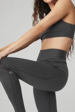 Pinstripe Jacquard Extreme High-Waist Legging - Anthracite/Black 10 Pinstripe Jacquard Extreme High-Waist Legging - Anthracite/Black -Style Avenue W51078R 00282 b1 s1 a4 1 m90