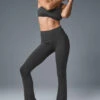 High-Waist Pinstripe Zip It Flare Legging - Anthracite/Black -Style Avenue W51121R 00282 b1 s1 a1 1 m206