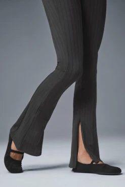 High-Waist Pinstripe Zip It Flare Legging - Anthracite/Black 11 High-Waist Pinstripe Zip It Flare Legging - Anthracite/Black -Style Avenue W51121R 00282 b1 s1 a4 1 m206