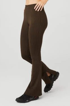High-Waist Pinstripe Zip It Flare Legging - Espresso/Black -Style Avenue W51121R 04101 b1 s1 a2 1 m89
