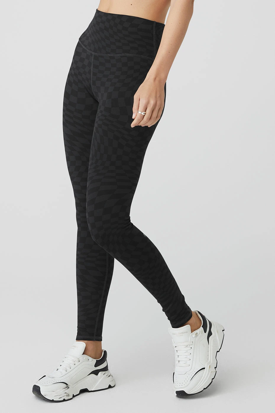 Jacquard High-Waist Checkered Legging - Black/Anthracite 4 Jacquard High-Waist Checkered Legging - Black/Anthracite - Image 2