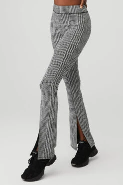 Jacquard High-Waist Glenplaid Flutter Legging - Titanium/Black 8 Jacquard High-Waist Glenplaid Flutter Legging - Titanium/Black -Style Avenue W51210R 03740 b1 s1 a2 1 m100