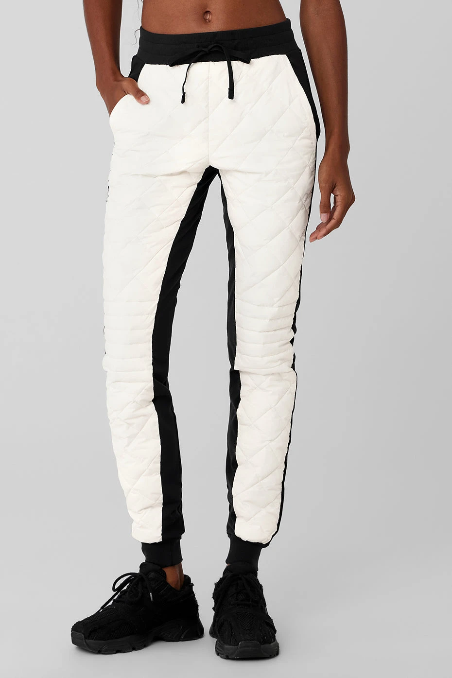 Airbrush Winter Warm High-Waist Moto Puffer Pant - Black/Ivory 3 Airbrush Winter Warm High-Waist Moto Puffer Pant - Black/Ivory