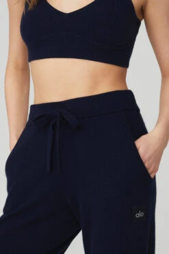 High-Waist Cashmere Jet Set Pant - Navy -Style Avenue W51267R 03842 b1 s1 a4 1 m77