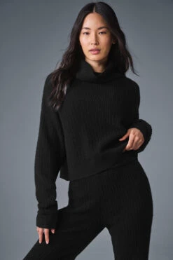 Cashmere High-Waist Plush Waffle Pant - Black -Style Avenue W51286R 01 b1 s1 a3 1 m191