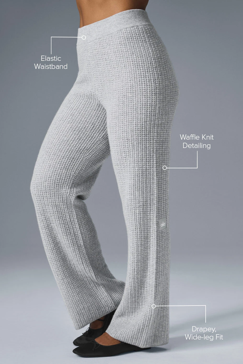 Cashmere High-Waist Plush Waffle Pant - Athletic Heather Grey 4 Cashmere High-Waist Plush Waffle Pant - Athletic Heather Grey - Image 2