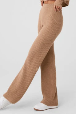 Cashmere High-Waist Plush Waffle Pant - Toasted Almond -Style Avenue W51286R 05131 b1 s1 a3 1 m18