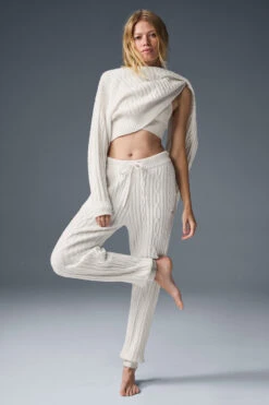 Cable Knit Winter Bliss Pant - Ivory -Style Avenue W51353R 03299 b1 s1 a5 1 m177