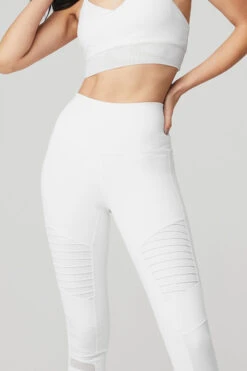 High-Waist Moto Legging - White/White Glossy -Style Avenue W5494R 00784 b1 s1 a4 1 m54