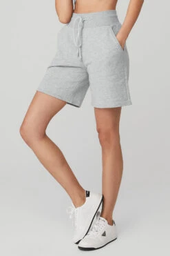 High-Waist Easy Sweat Short - Athletic Heather Grey 8 High-Waist Easy Sweat Short - Athletic Heather Grey -Style Avenue W6233R 02910 b1 s1 a2 1 m54