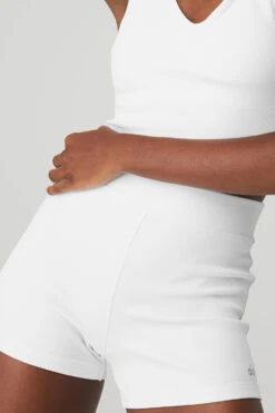 Goddess Ribbed High-Waist Hot Short - White -Style Avenue W6286R 00 b1 s1 a4 1 m100