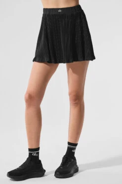 Micro Plisse Tennis Skirt - Black