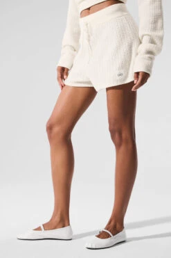 Cashmere High-Waist Plush Waffle Short - Ivory 9 Cashmere High-Waist Plush Waffle Short - Ivory -Style Avenue W6342R 03299 b1 s1 a3 1 m76