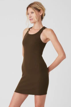 Goddess Ribbed Go-To Dress - Espresso -Style Avenue W8207R 04046 b1 s1 a4 1 m177